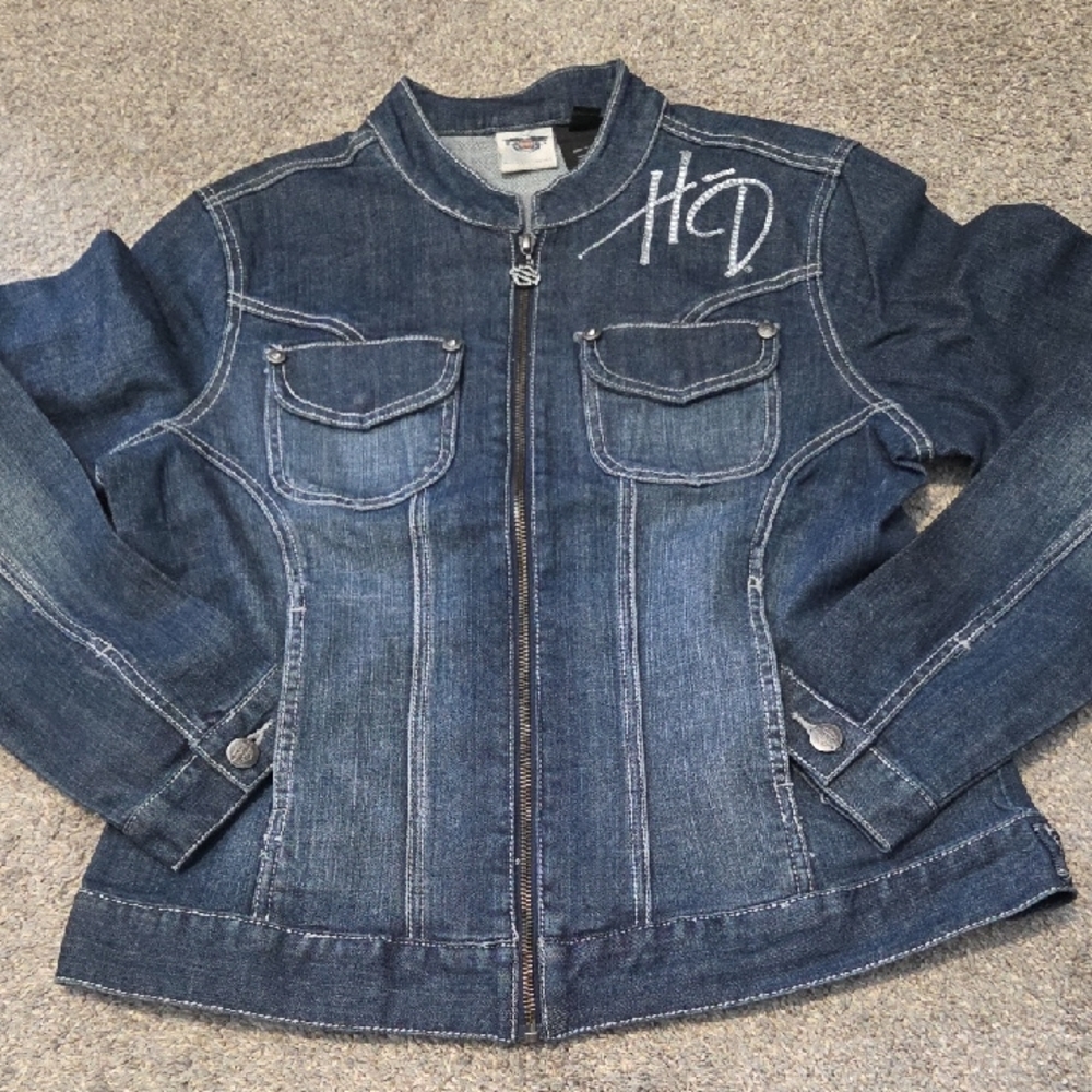Harley-Davidson Dark Indigo Denim Jacket with White HD Script